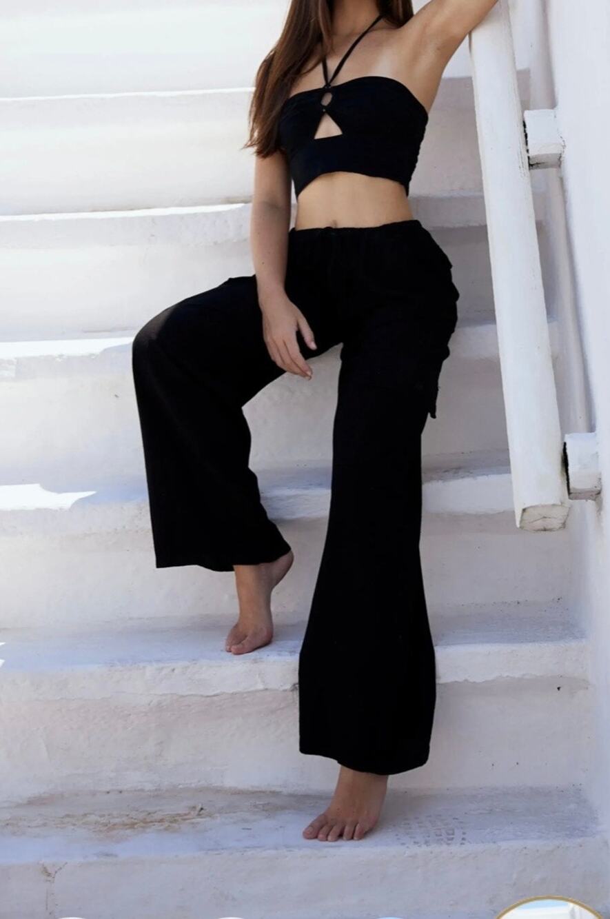 Blanco by Nature Women's Paloma Cargo Pant Black Size Large Cotton